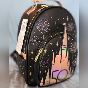 Disney World 50th Anniversary Black Grand Finale Castle Loungefly NWT